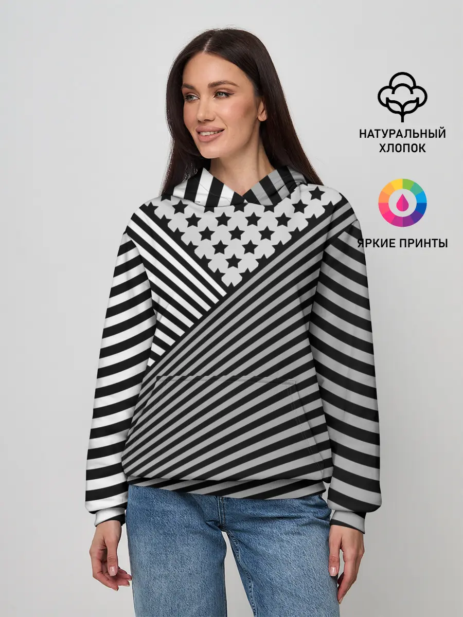 Женское худи / Полосатый комбинированный узор