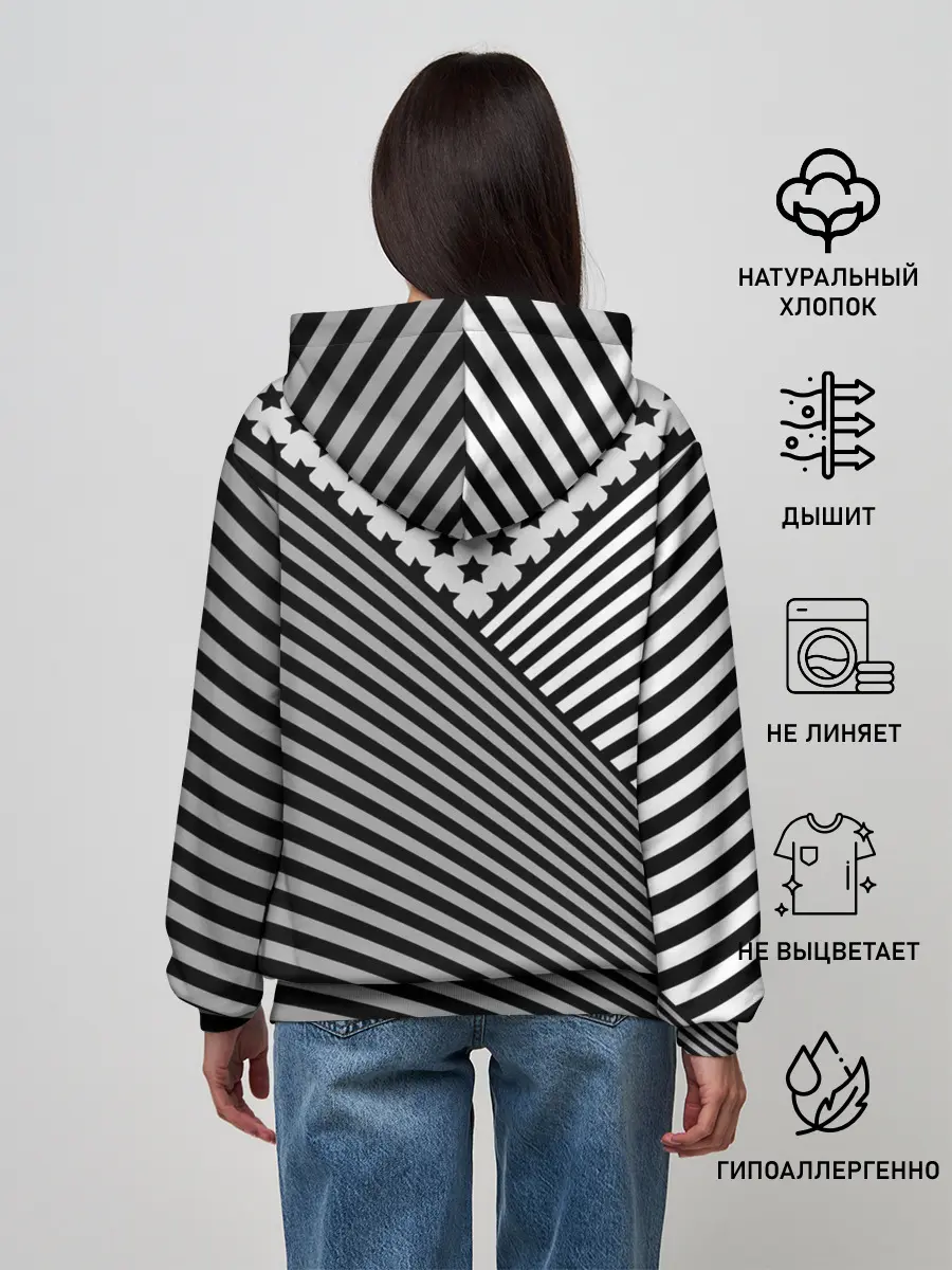 Женское худи / Полосатый комбинированный узор