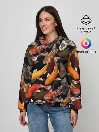 Женское худи / Карпы кои | Японские карпы