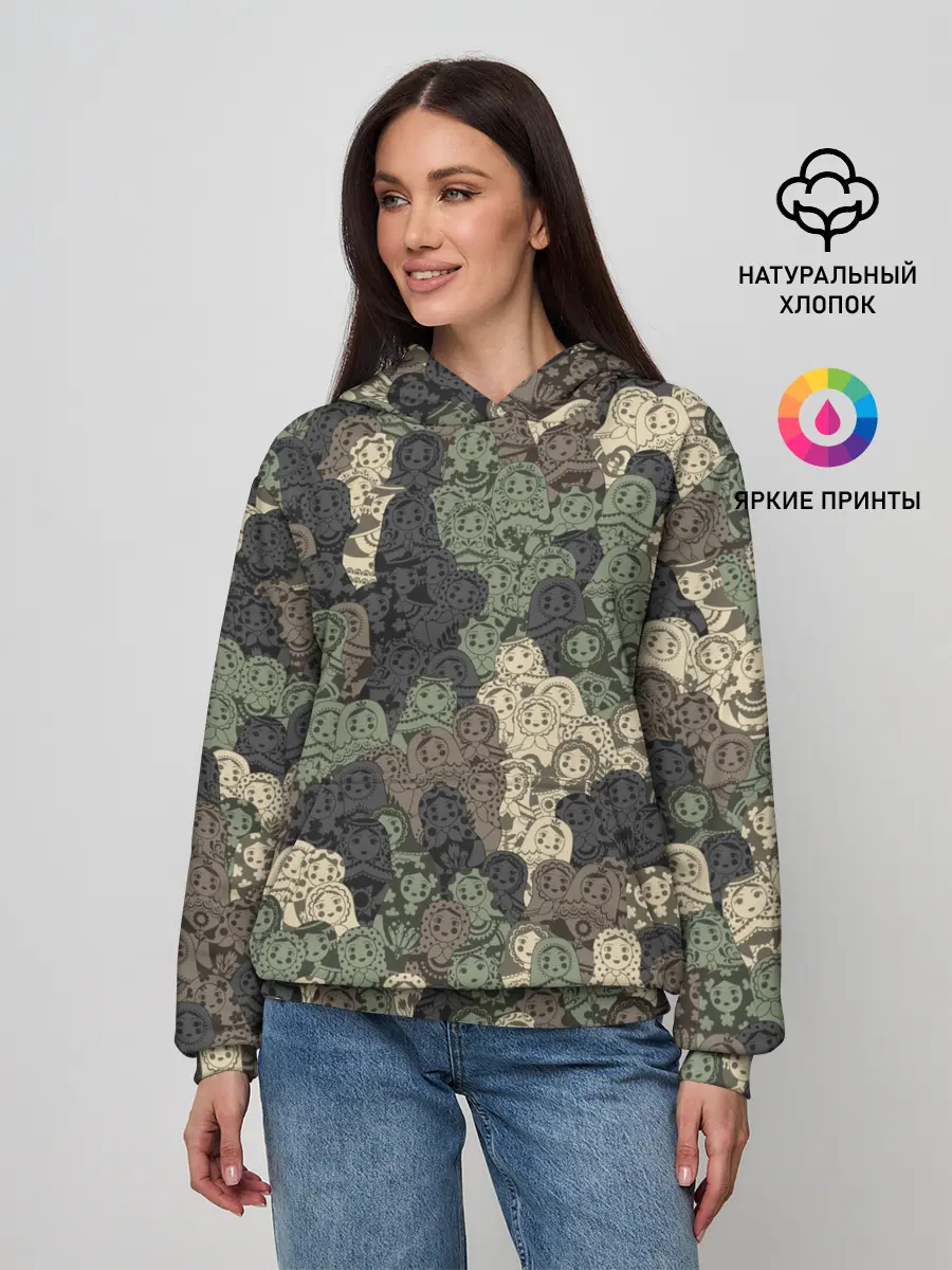 Женское худи / Камуфляж из матрёшек