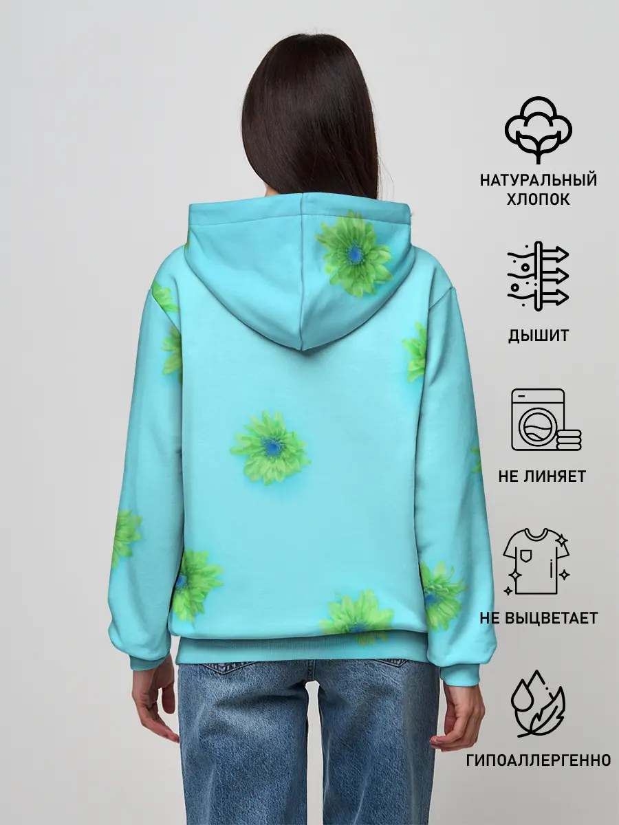 Женское худи / Зеленые Цветочки