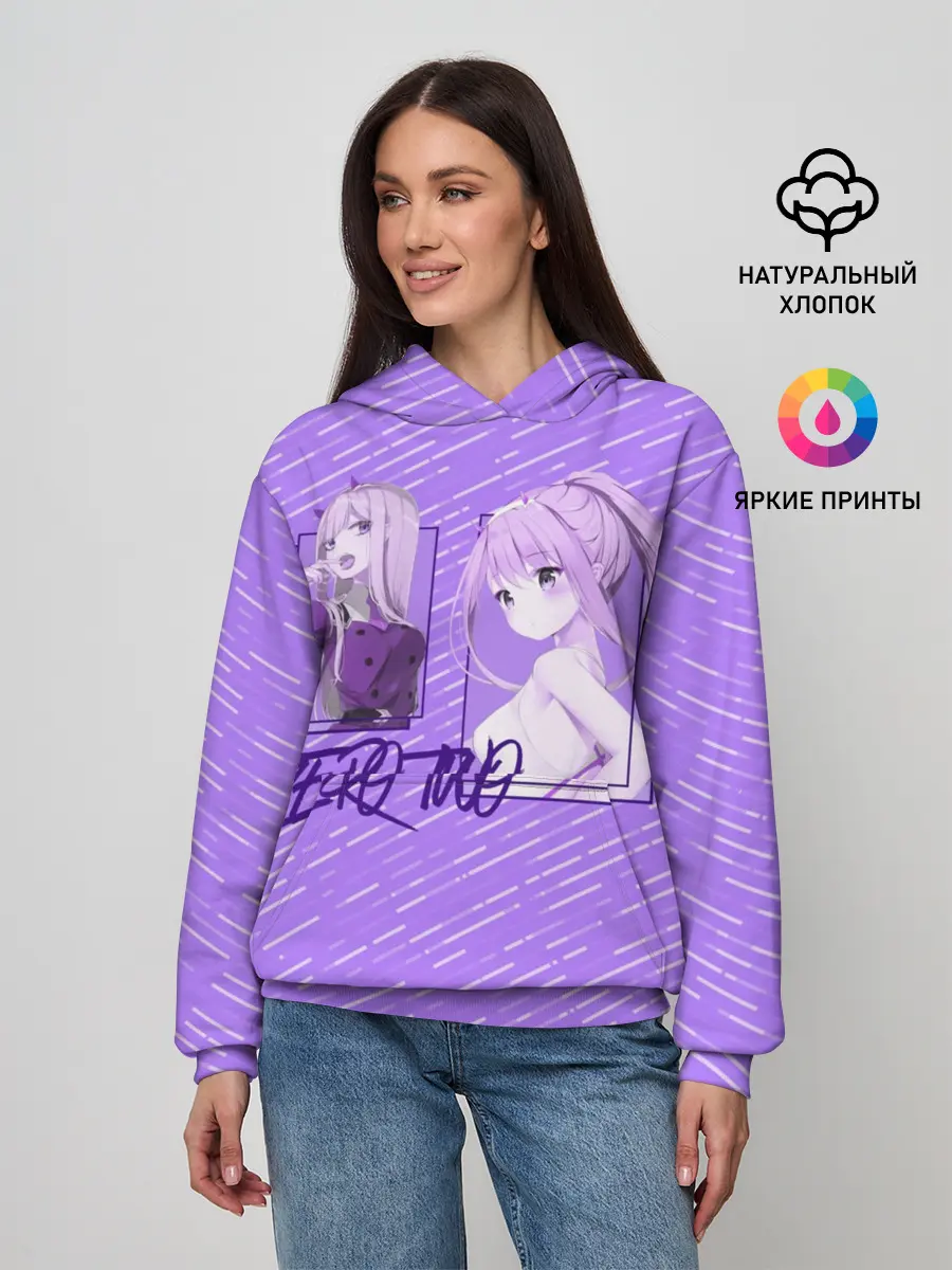 Женское худи / Zero Two в прямоугольнике