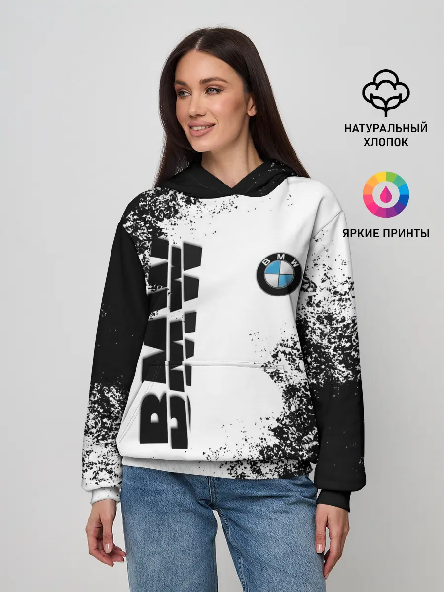 Женское худи / BMW | БМВ РАЗРЕЗАННОЕ ЛОГО