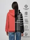Женское худи / Черный и коралловый арт деко