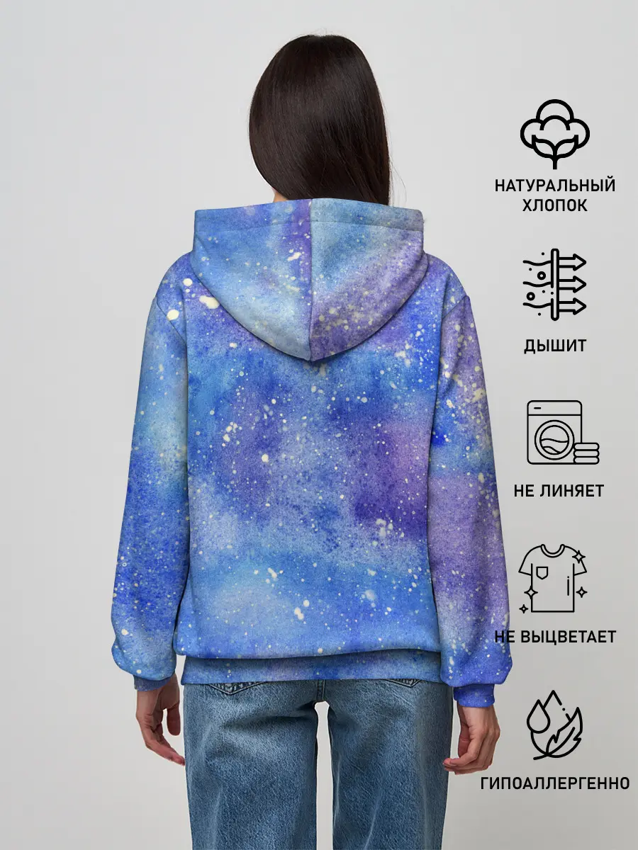 Женское худи / Акварельные разводы и брызги красок