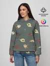 Женское худи / Морские рыбки на зеленом фоне