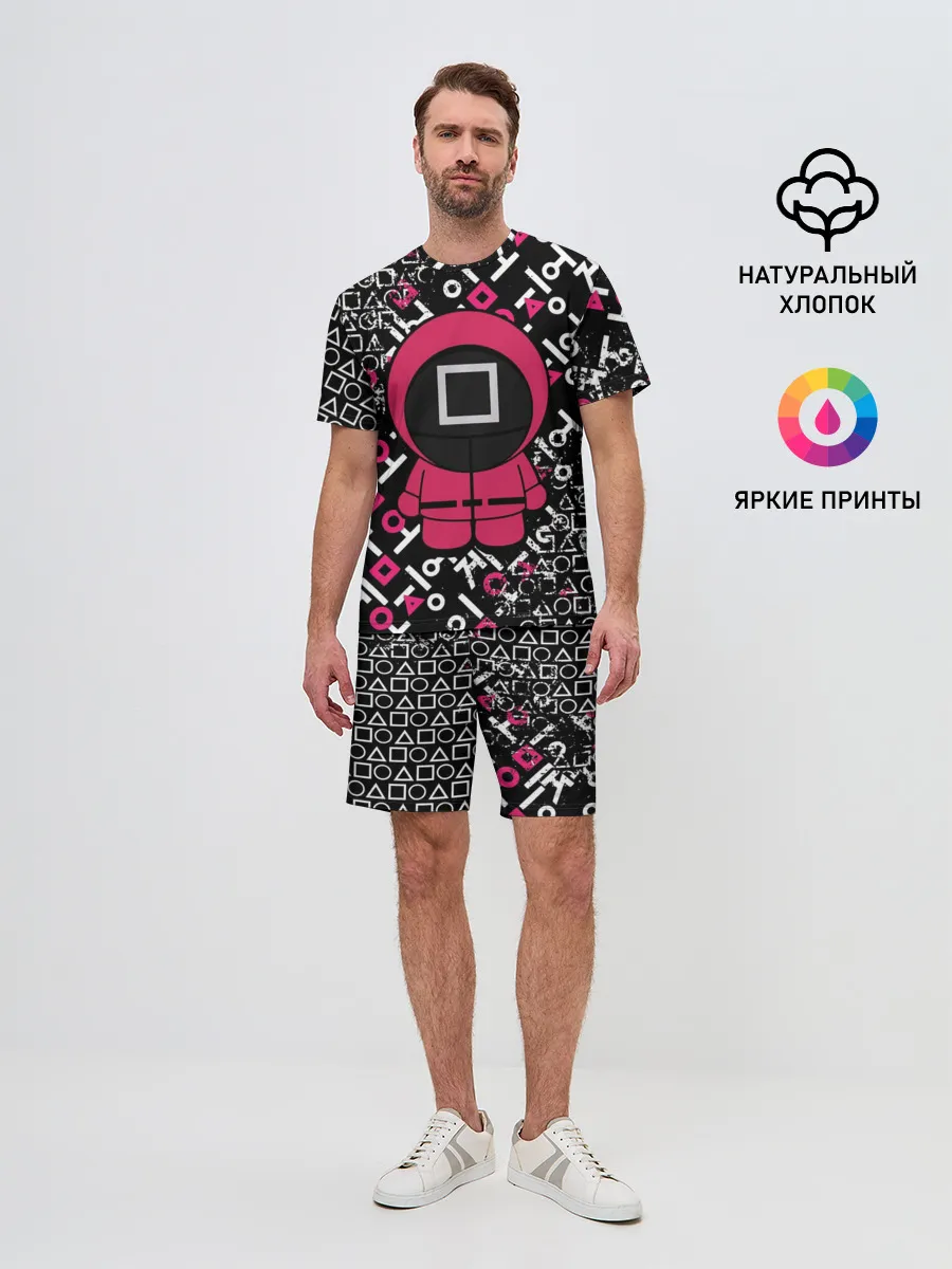 Мужской костюм с шортами / ИГРА В КАЛЬМАРА СТРАЖ КВАДРАТ | SQUID GAME