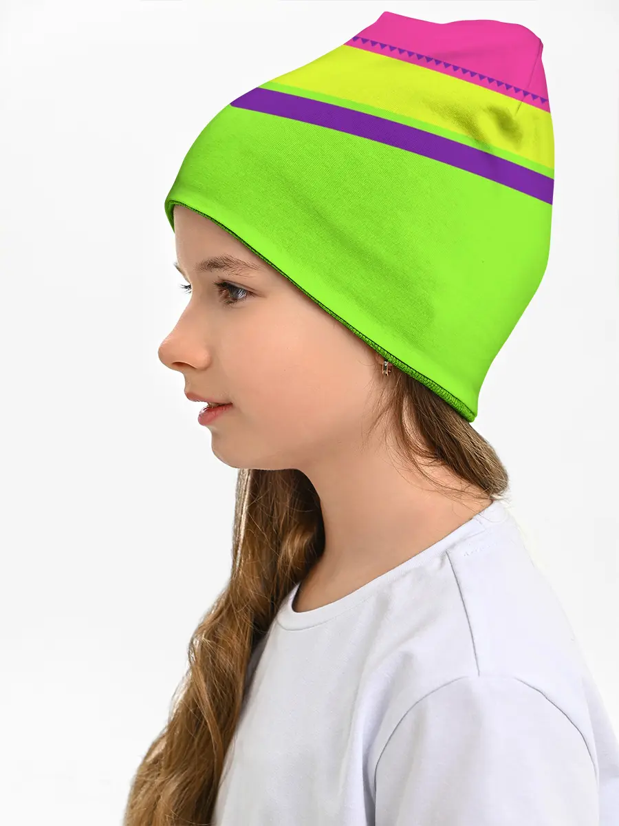 Детская шапка / Цветные треугольники_ салатовы