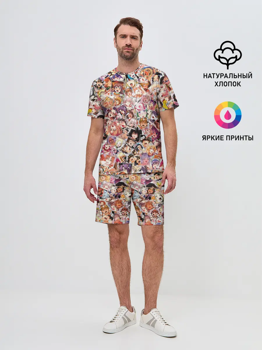 Мужской костюм с шортами / Яркий паттерн АХЕГАО