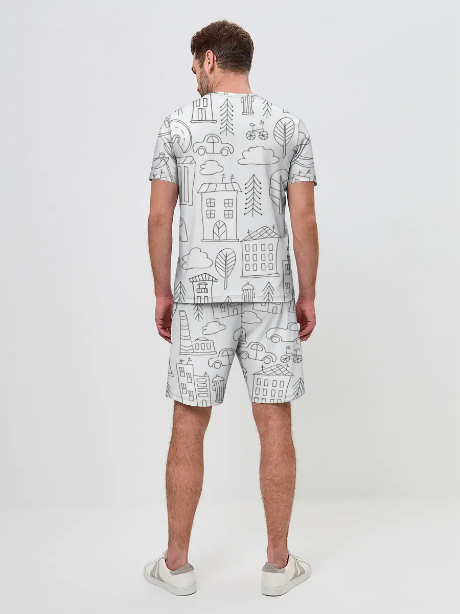 Мужской костюм с шортами / Нарисованный город