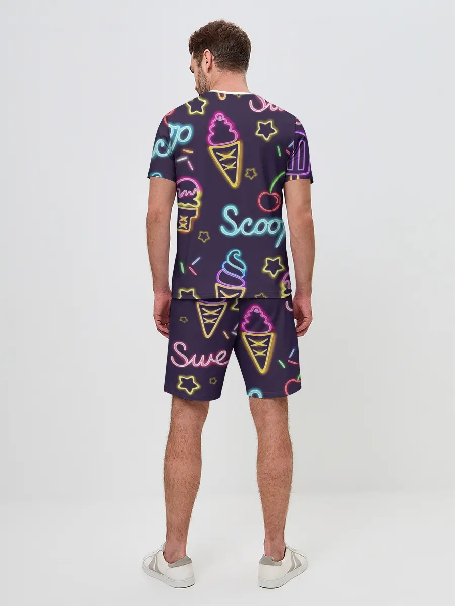 Мужской костюм с шортами / Мороженное неон