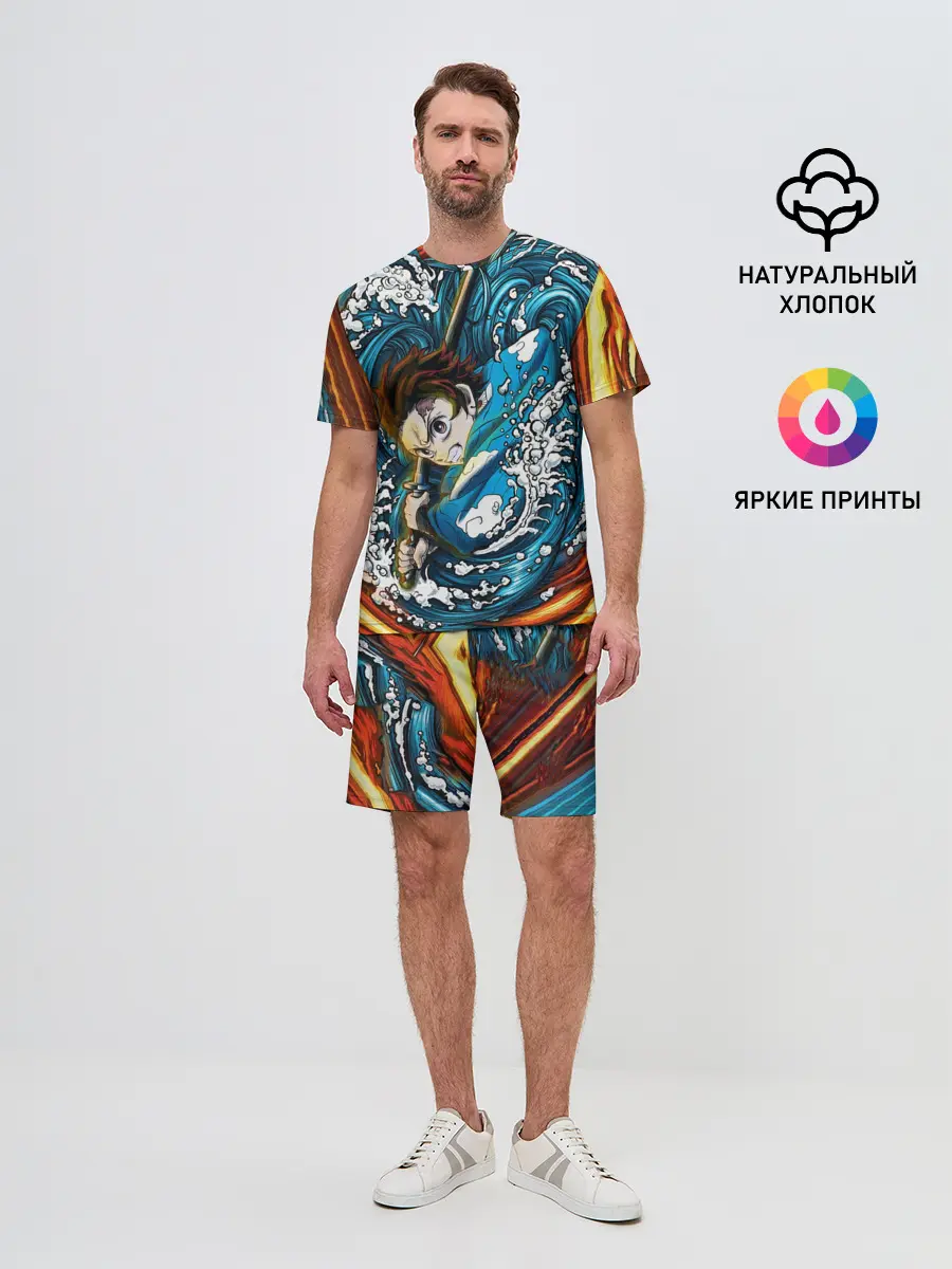 Мужской костюм с шортами / Танджиро Камадо Клинок демонов