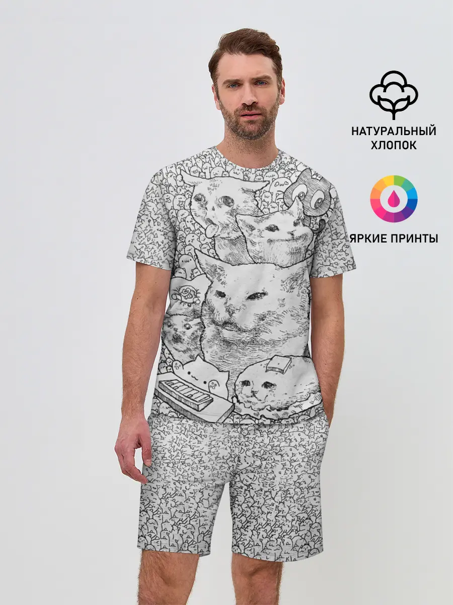 Мужской костюм с шортами / Коты мемы кошки