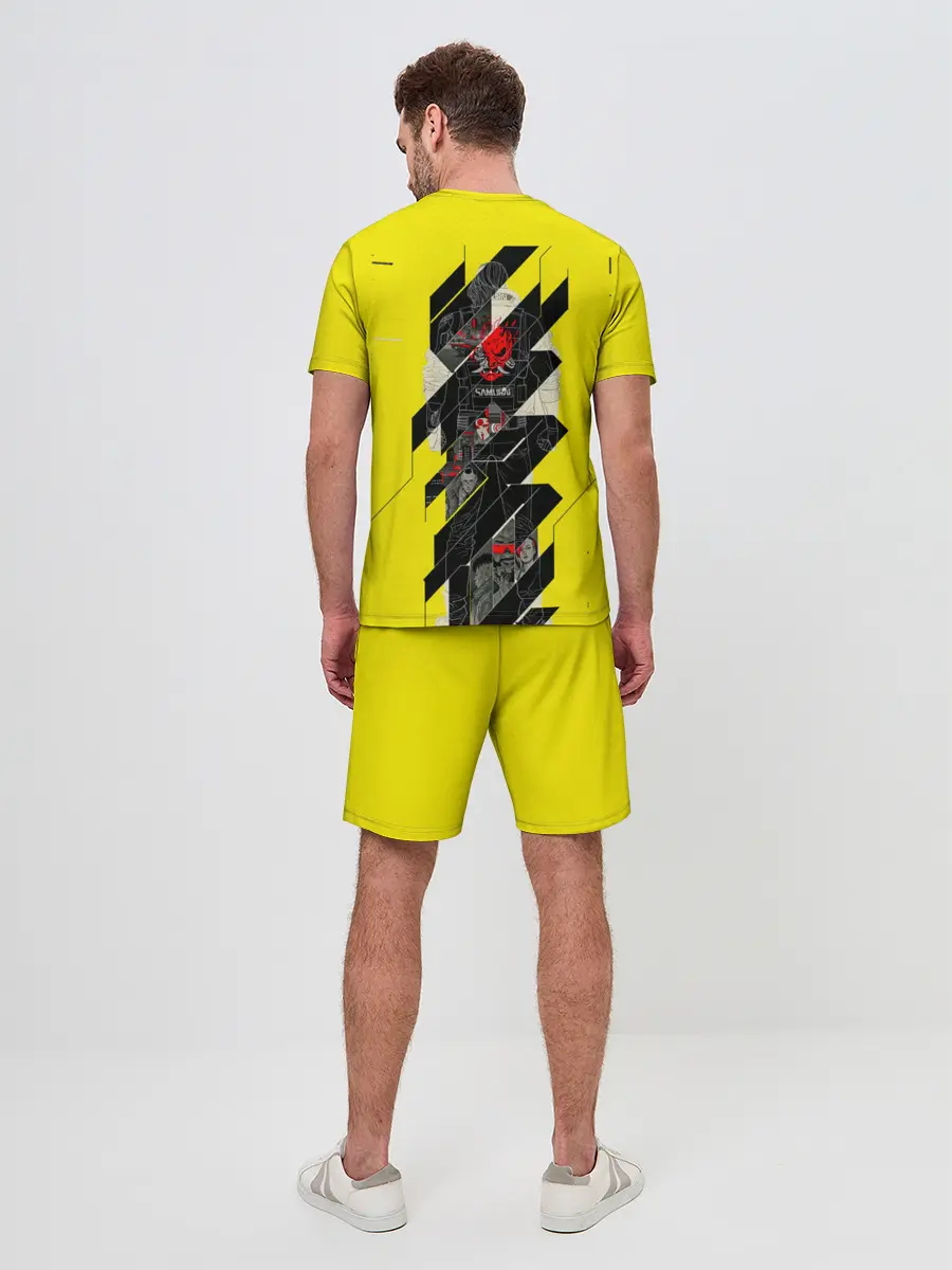 Мужской костюм с шортами / Киберпанк 2077 + Киану на спине