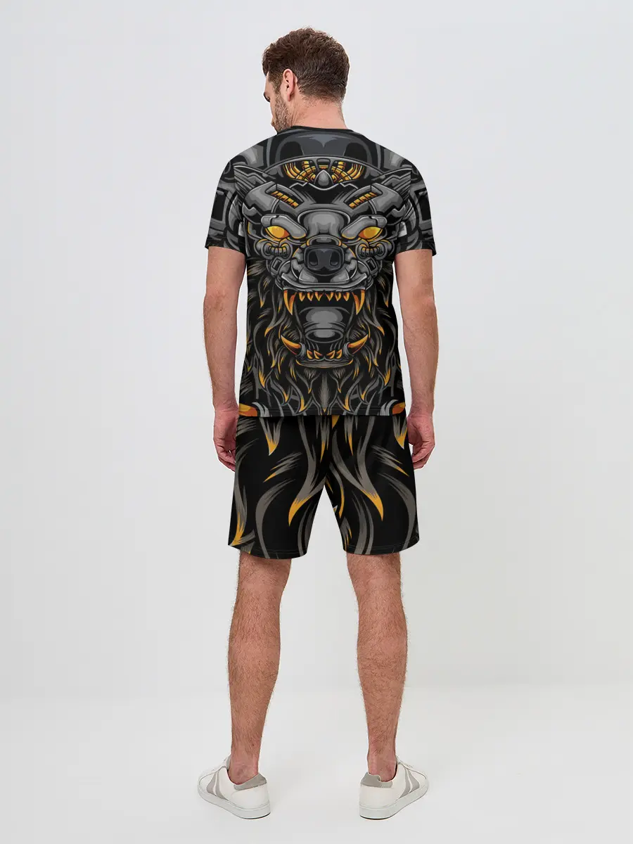 Мужской костюм с шортами / Хищный лев киборг