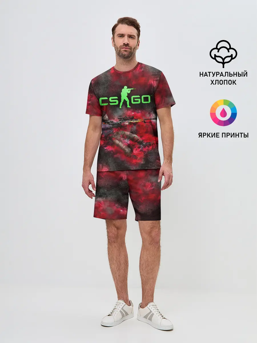 Мужской костюм с шортами / CS GO Red heat