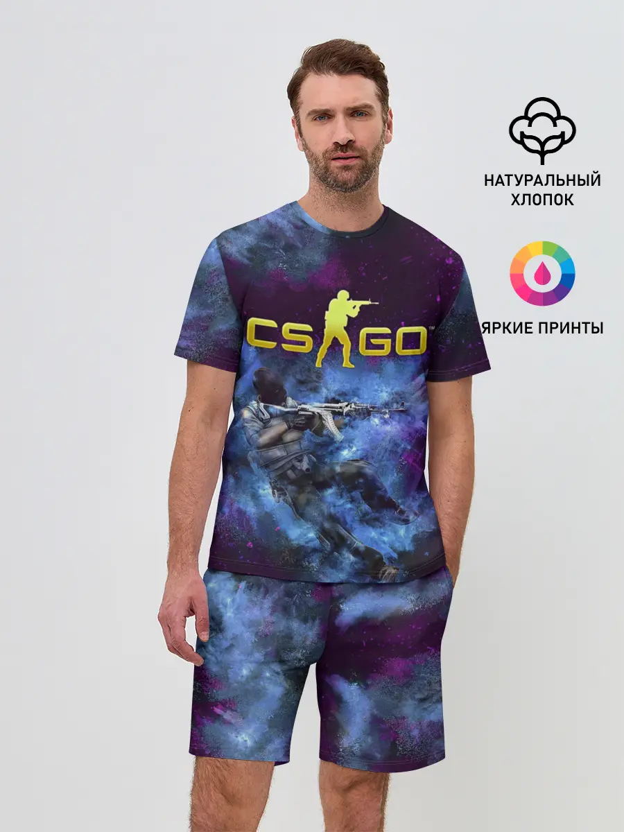 Мужской костюм с шортами / CS GO Blue smoke