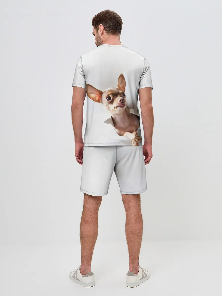 Мужской костюм с шортами / Чихуахуа из бумаги вылазит