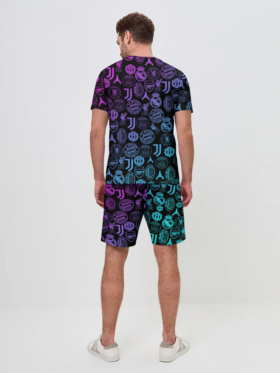 Мужской костюм с шортами / ЛОГО ФУТБОЛЬНЫХ КОМАНД НЕОН