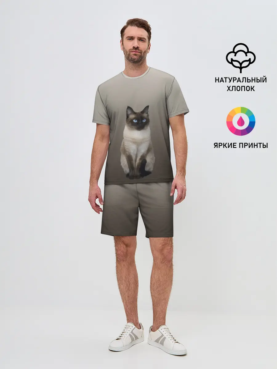 Мужской костюм с шортами / Сиамский кот голубые глаза
