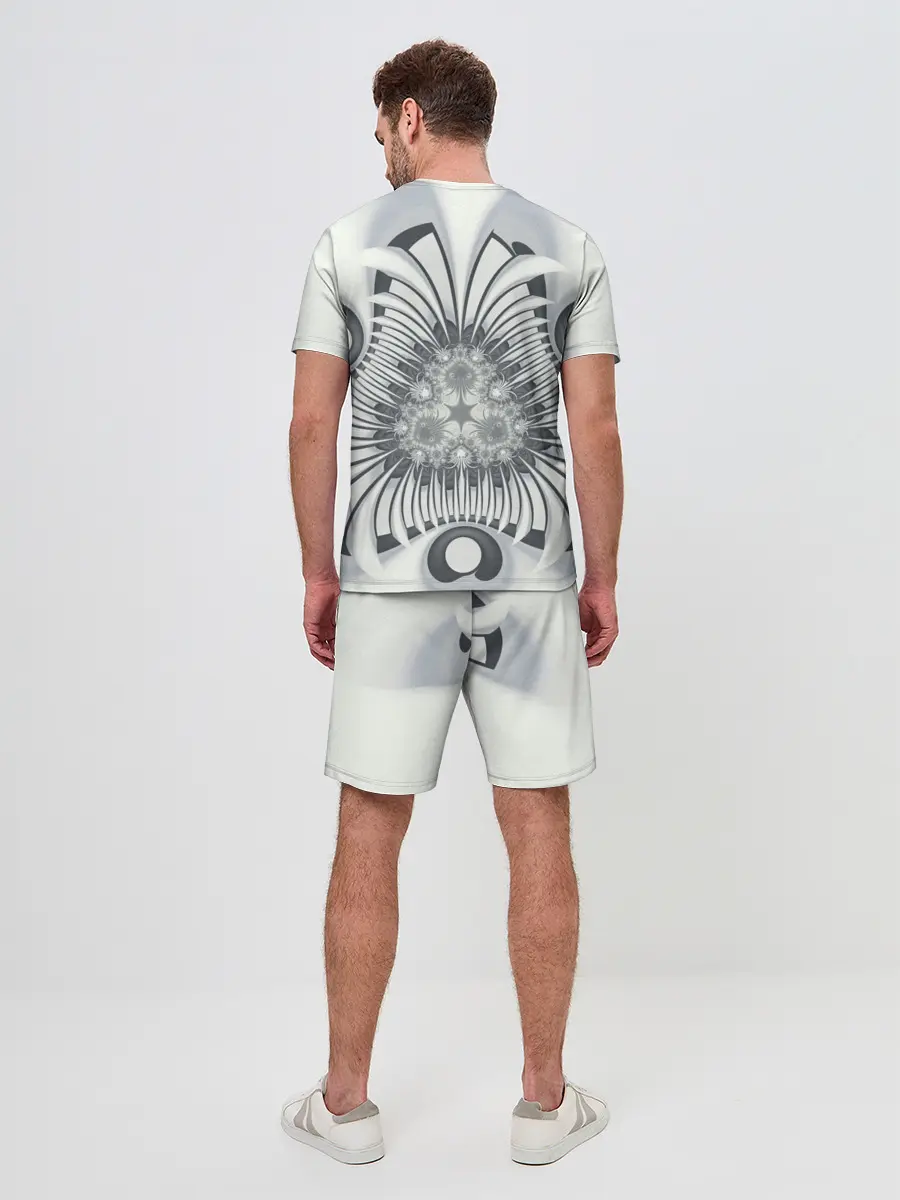 Мужской костюм с шортами / Серая абстракция