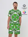 Мужской костюм с шортами / Славянский Узор Зеленый