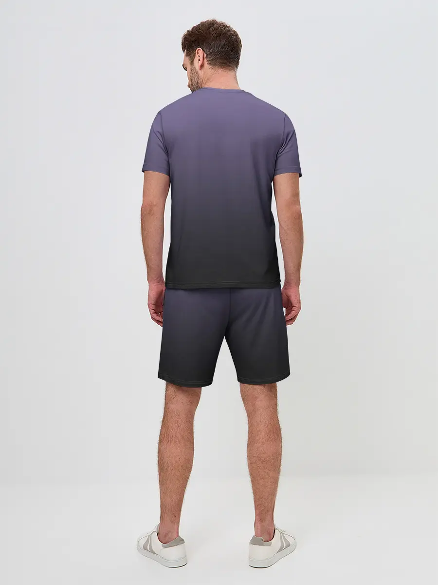 Мужской костюм с шортами / черный кот на фиолетовом