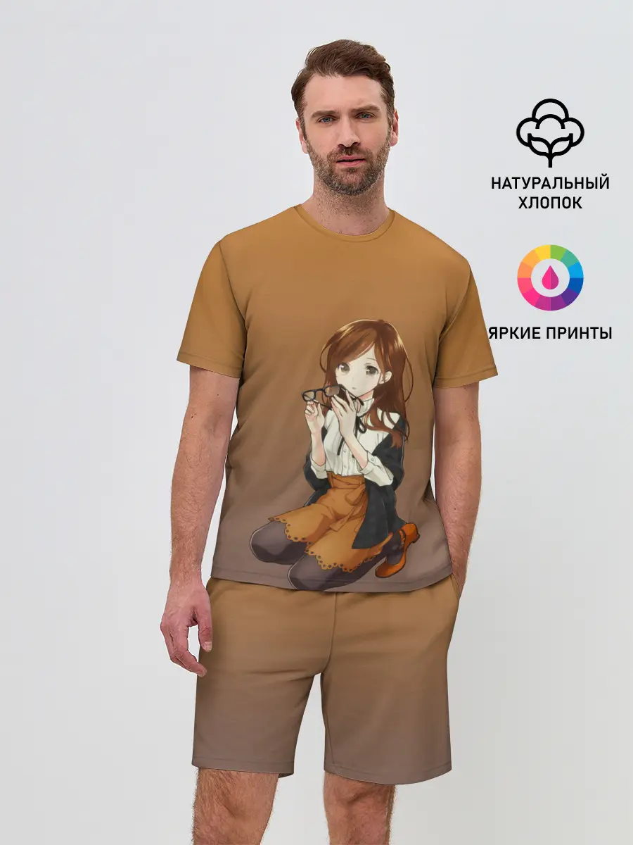 Мужской костюм с шортами / анимешная девочка очки офис