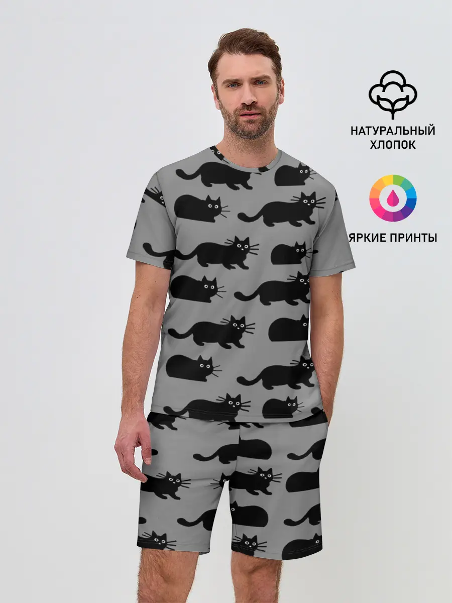 Мужской костюм с шортами / Котики