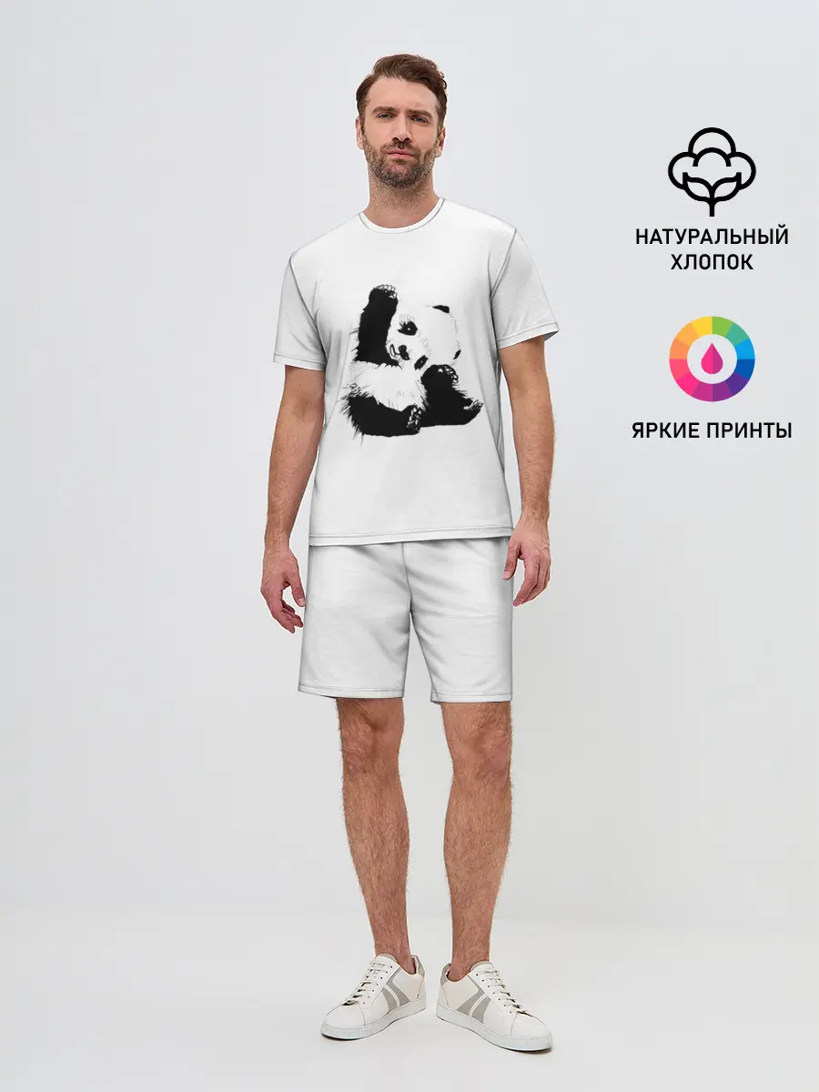 Мужской костюм с шортами / Панда минимализм