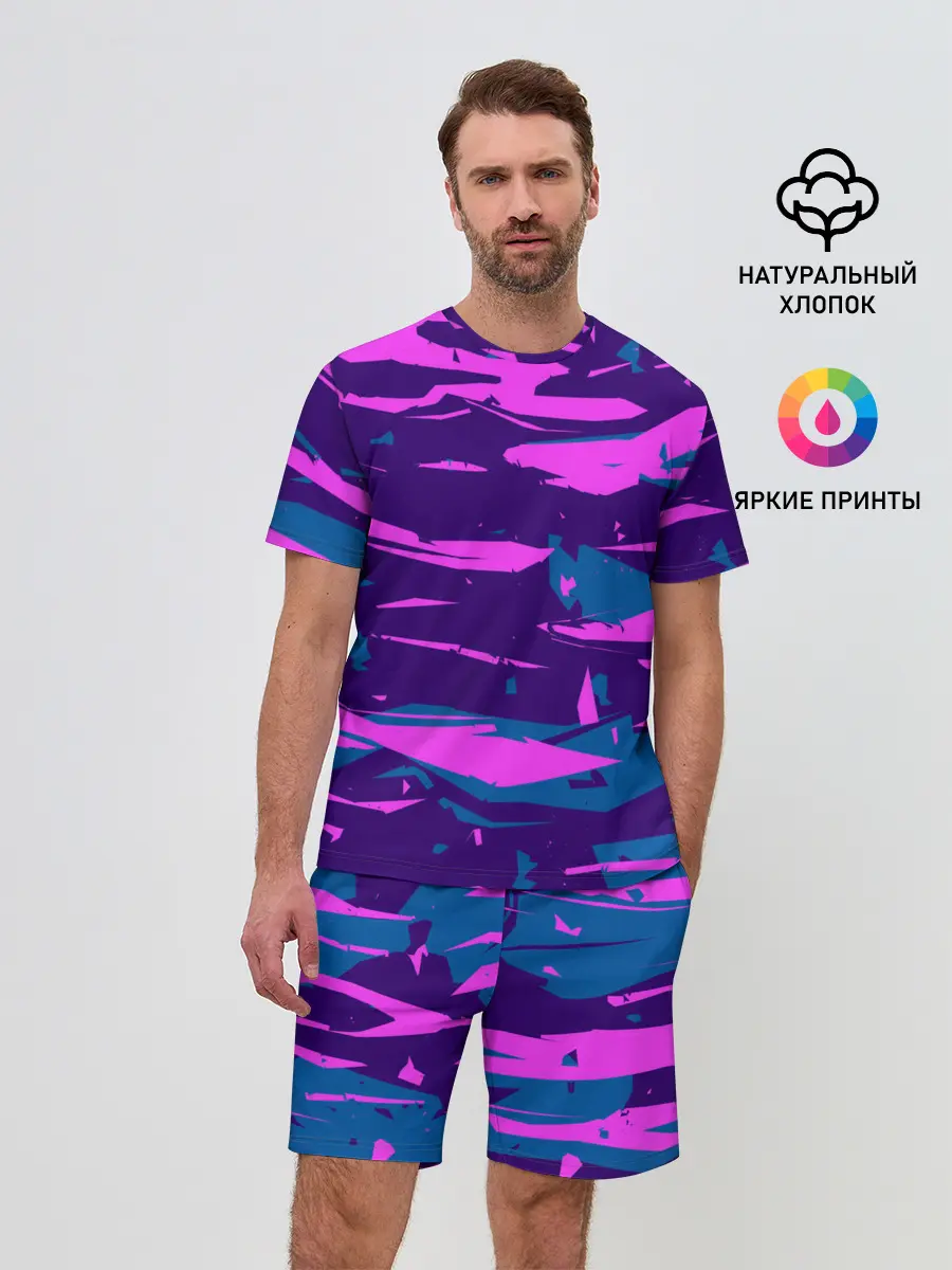 Мужской костюм с шортами / CYBERSTYLE NEON CAMOUFLAGE