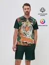 Мужской костюм с шортами / Огненный Тигр в Цветах
