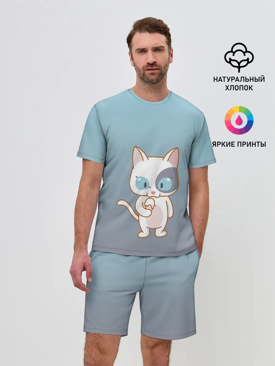 Мужской костюм с шортами / кот с мороженкой