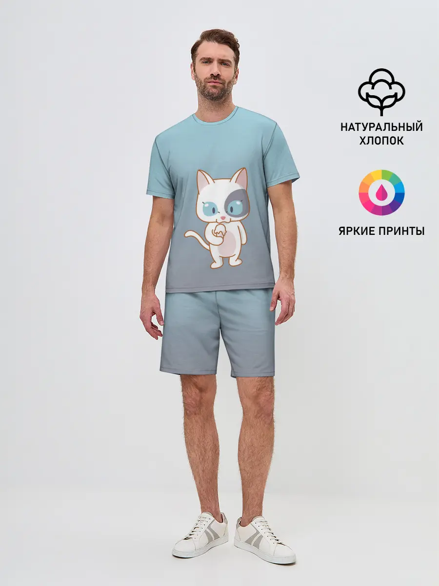 Мужской костюм с шортами / кот с мороженкой