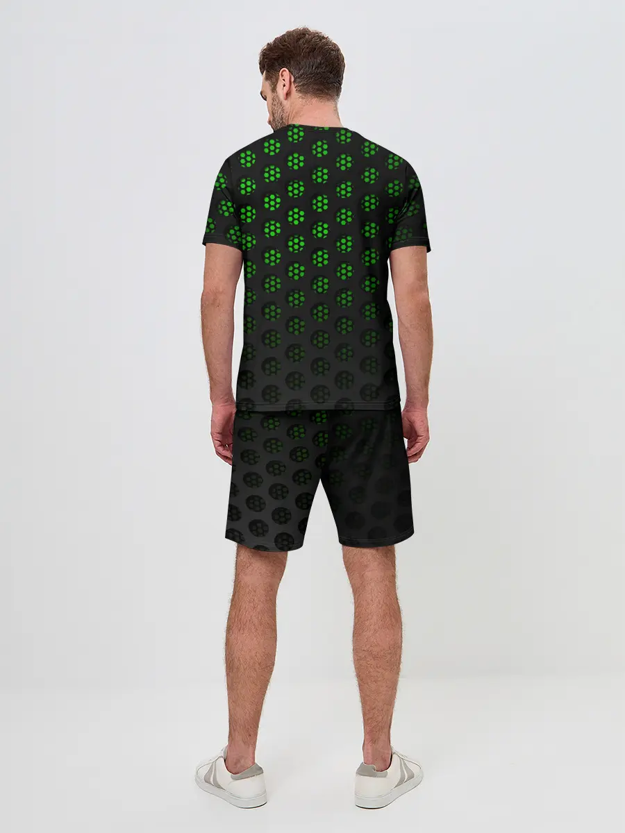 Мужской костюм с шортами / Зелёные соты 3D