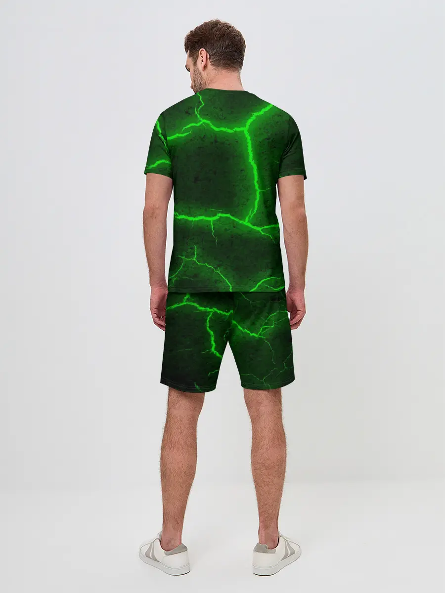 Мужской костюм с шортами / К - 13 зелёная трещина 3D