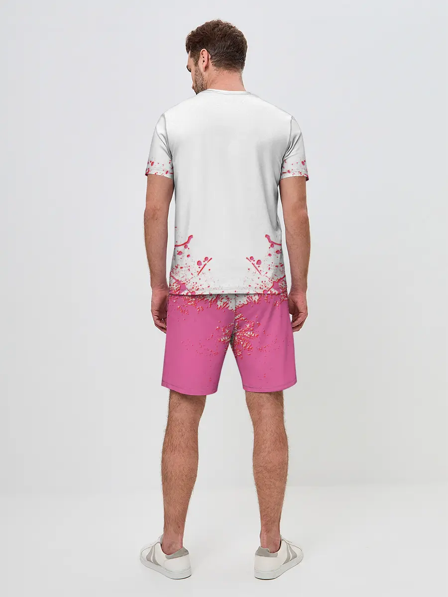 Мужской костюм с шортами / Лого джоджо розовые брызги