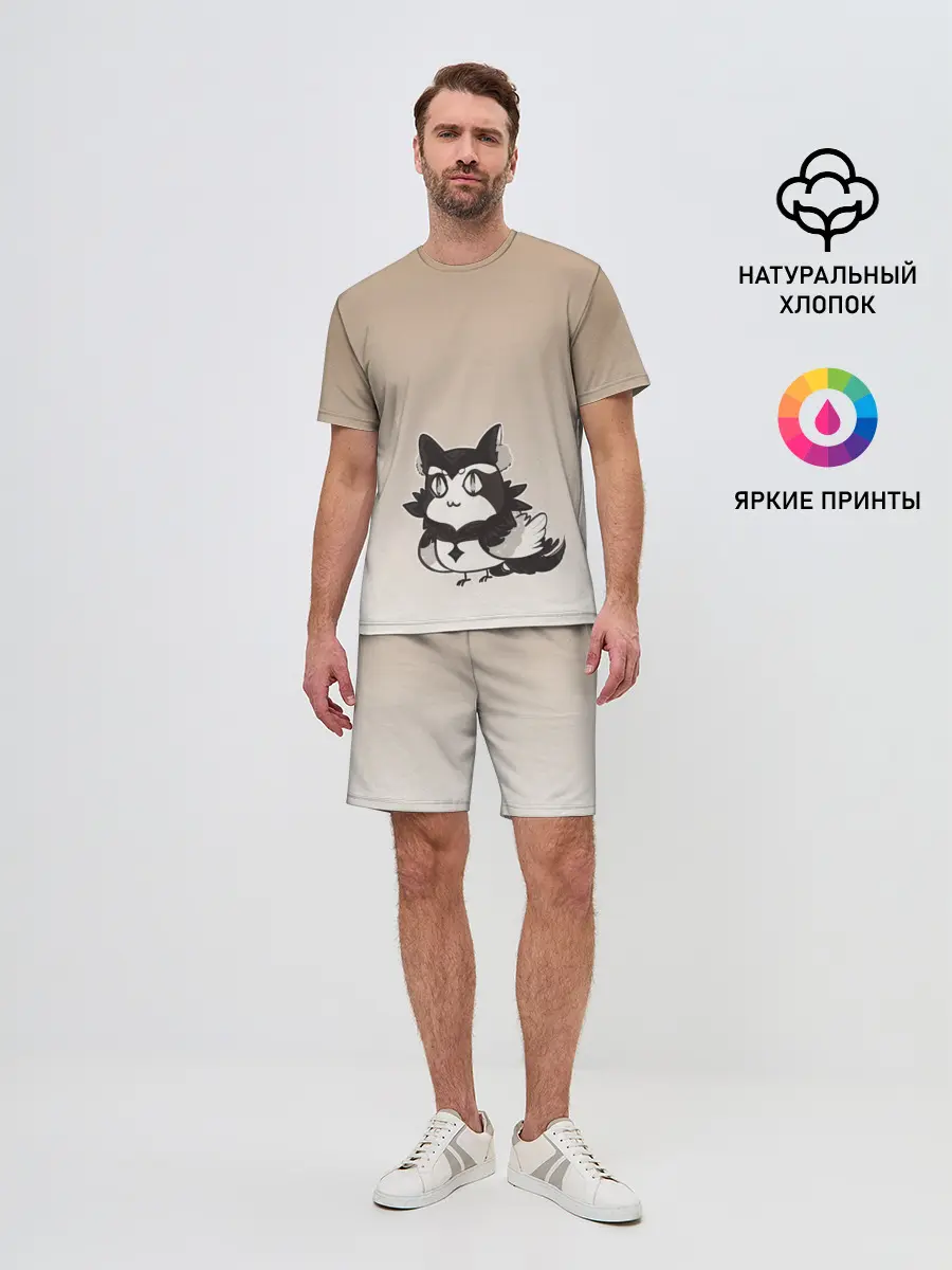 Мужской костюм с шортами / сова котик аниме