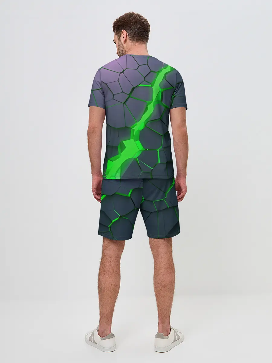 Мужской костюм с шортами / ЗЕЛЕНЫЙ РАЗЛОМ | 3Д РАЗЛОМ