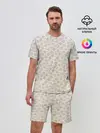 Мужской костюм с шортами / узор мелкие цветочки