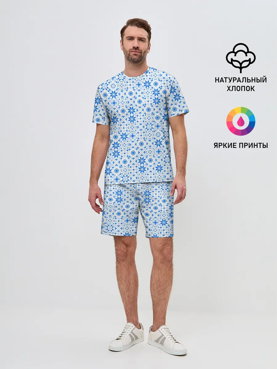 Мужской костюм с шортами / Орнамент снежинки