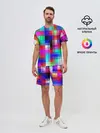 Мужской костюм с шортами / РАЗНОЦВЕТНЫЕ ПИКСЕЛИ / КУБЫ