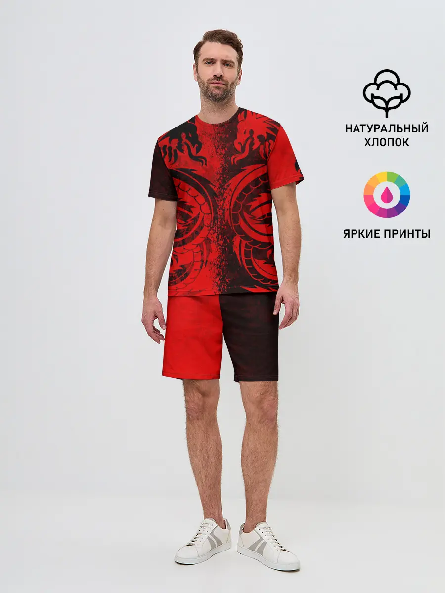 Мужской костюм с шортами / BLACK RED DRAGONS TATOO