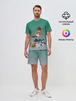 Мужской костюм с шортами / официантка горшок золота