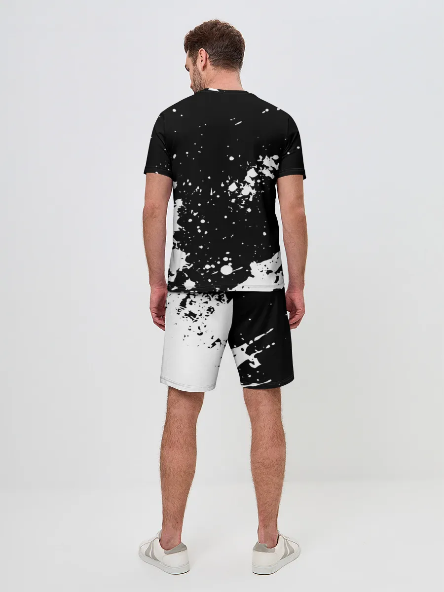 Мужской костюм с шортами / Fly High Haikyu!! черно - белый