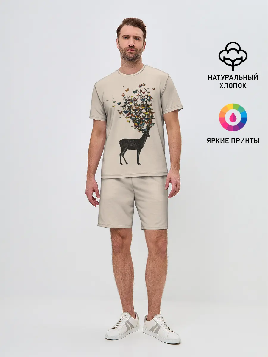 Мужской костюм с шортами / Олени с рогами из бабочек