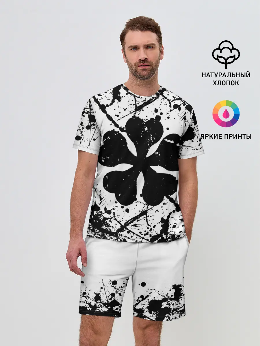 Мужской костюм с шортами / черный клевер,