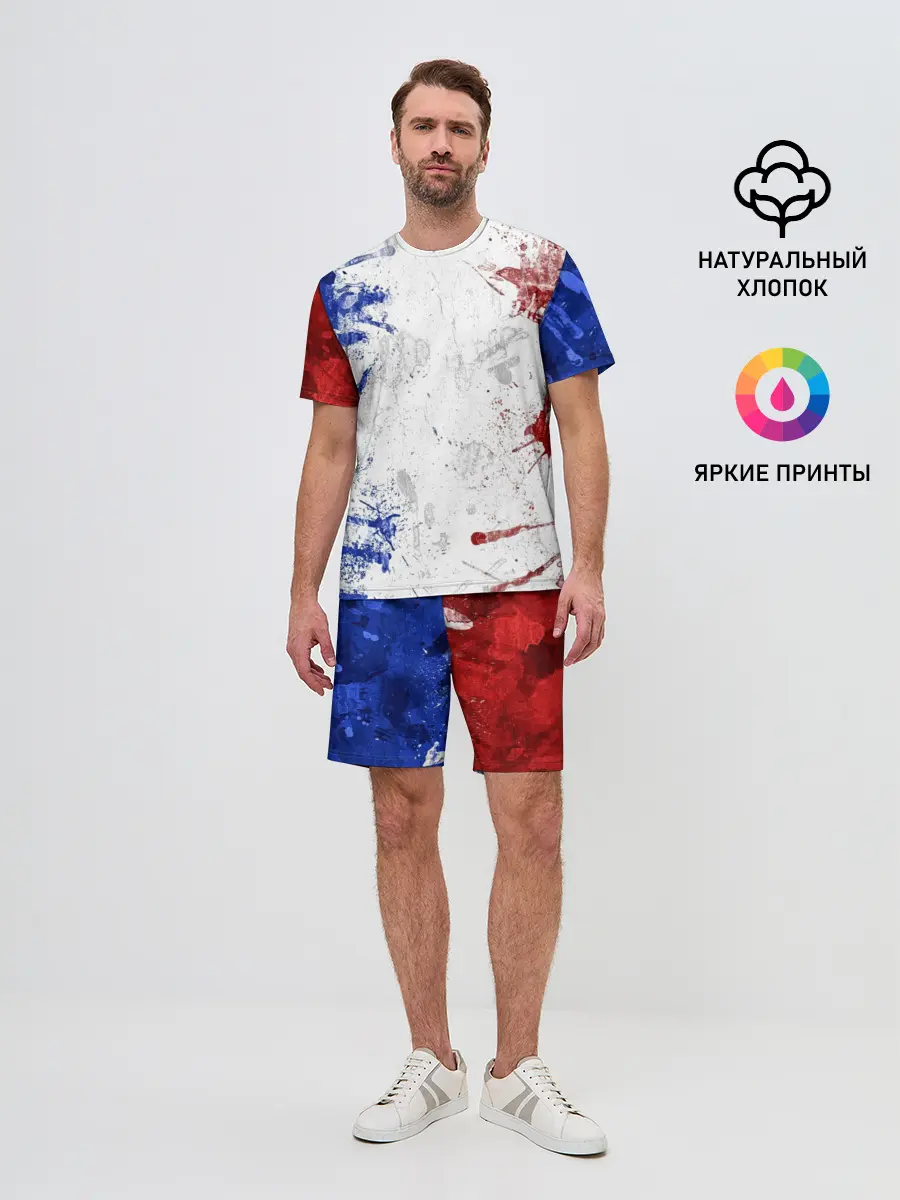 Мужской костюм с шортами / BLUE WHITE & RED