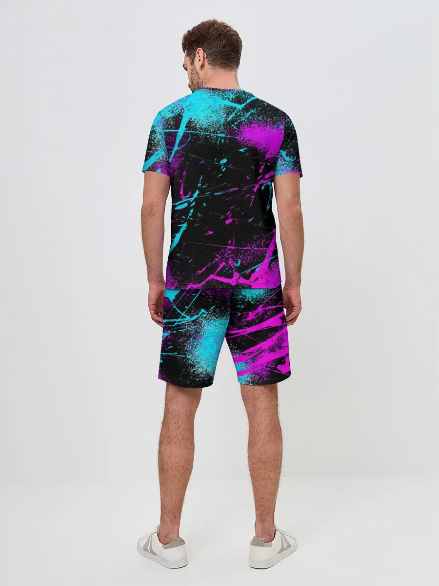 Мужской костюм с шортами / Неоновый череп