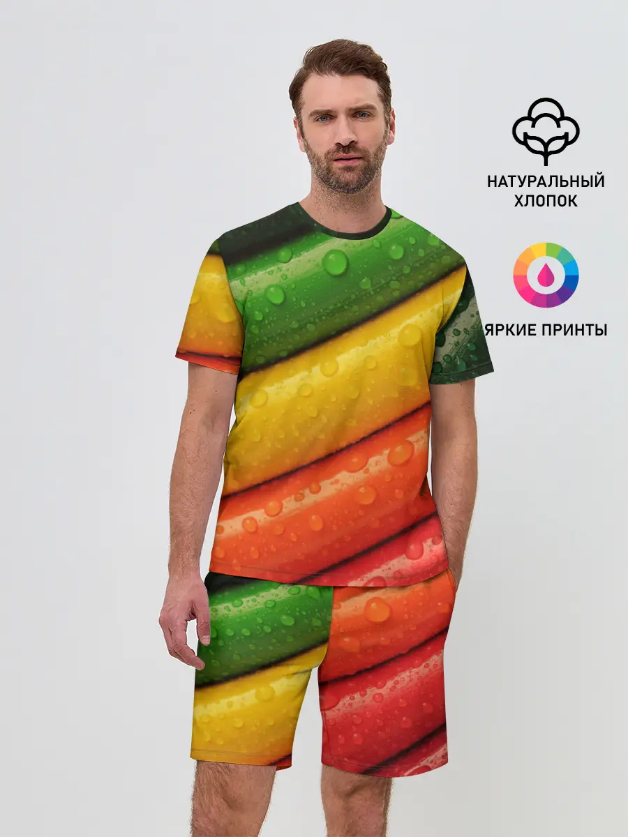 Мужской костюм с шортами / Цветные линии